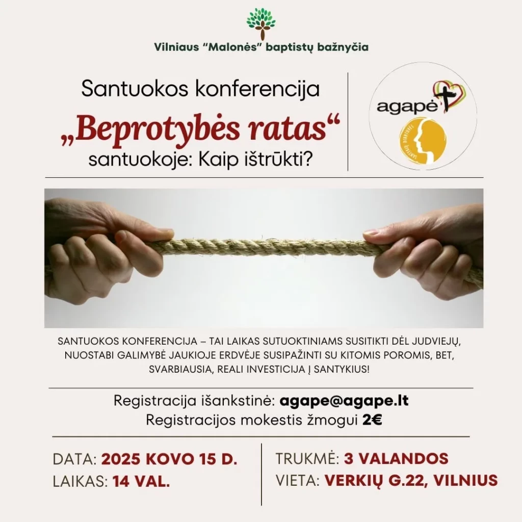Santuokos konferencija „Beprotybės ratas“ santuokoje: Kaip ištrūkti? - Agape.lt