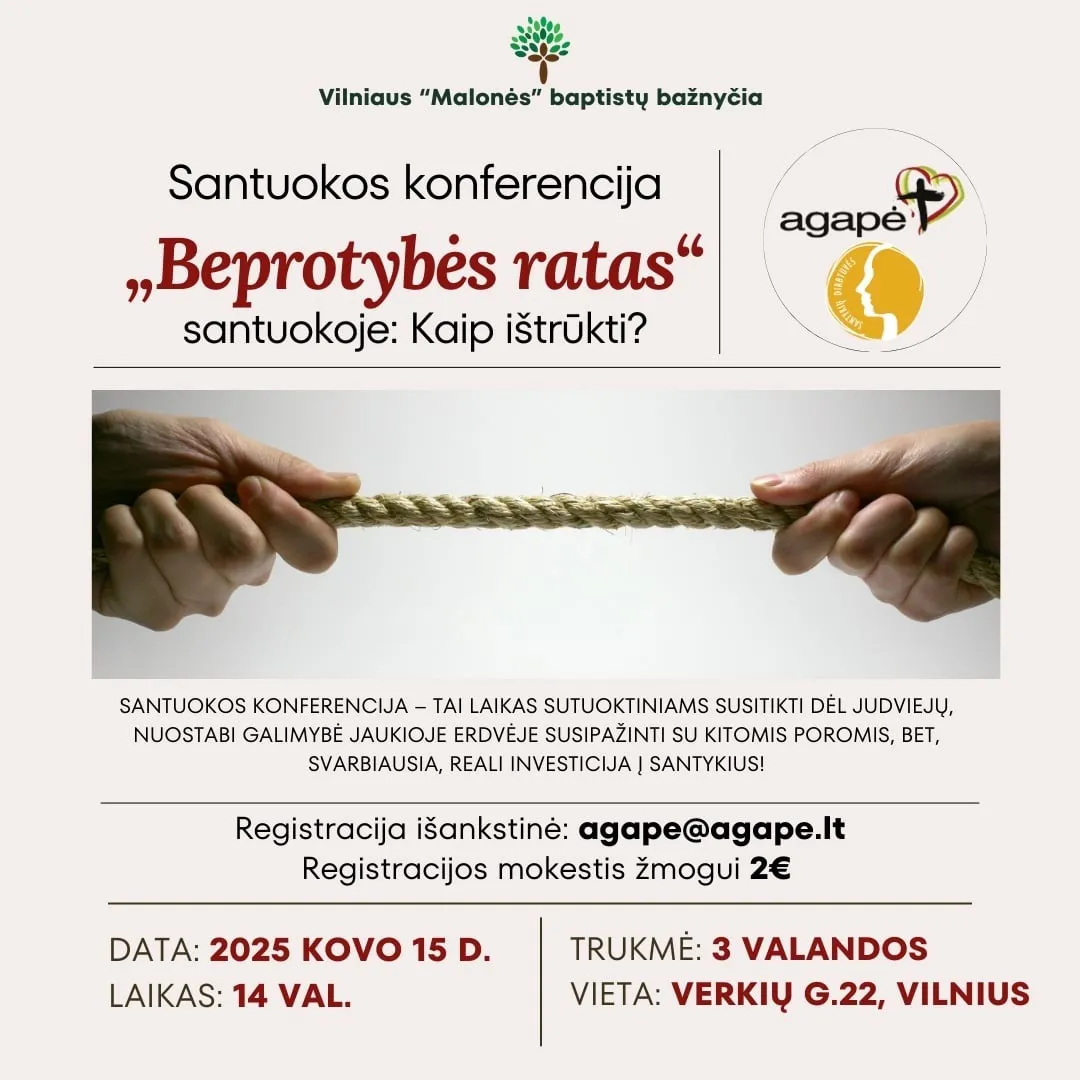 Santuokos konferencija „Beprotybės ratas“ santuokoje: Kaip ištrūkti? - Agape.lt